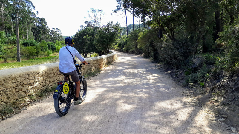 Cycing a fat-tire ebike at Quinta do Pisao in Cascais