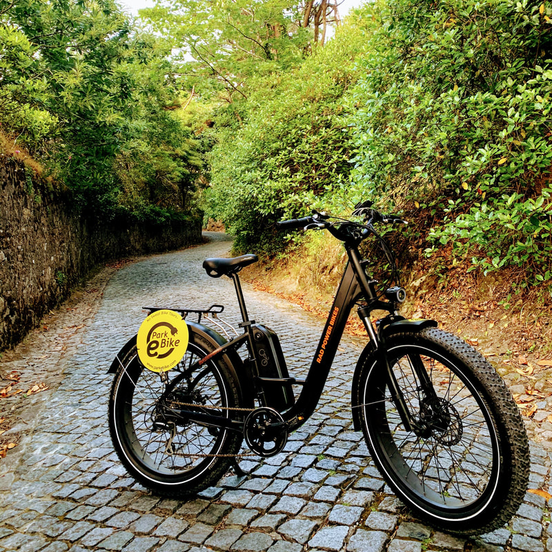 Fat tire ebike on a cobbled road in Sintra